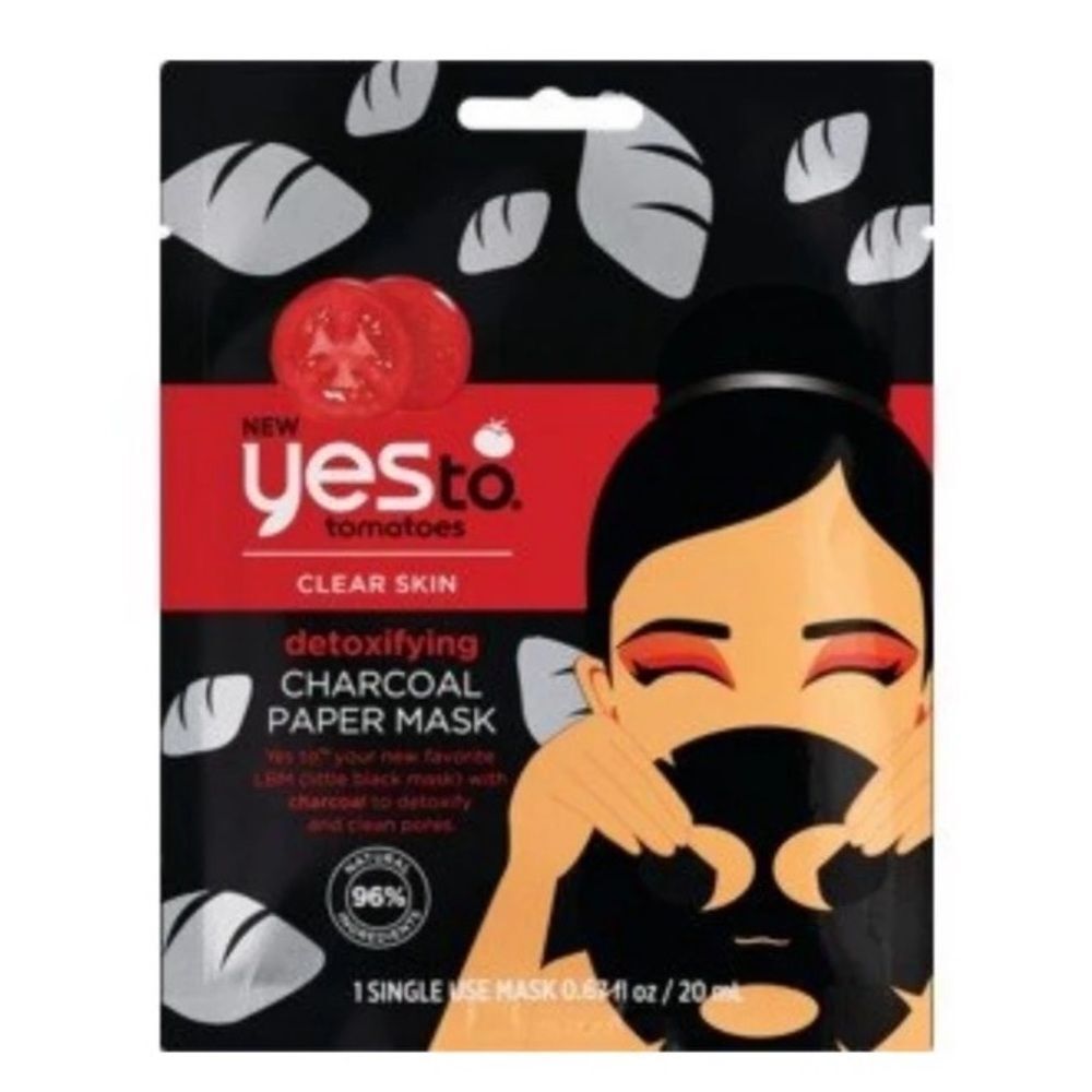 NWT YesTo Tomatoes Clear Skin Detoxifying Charcoal Paper Mask